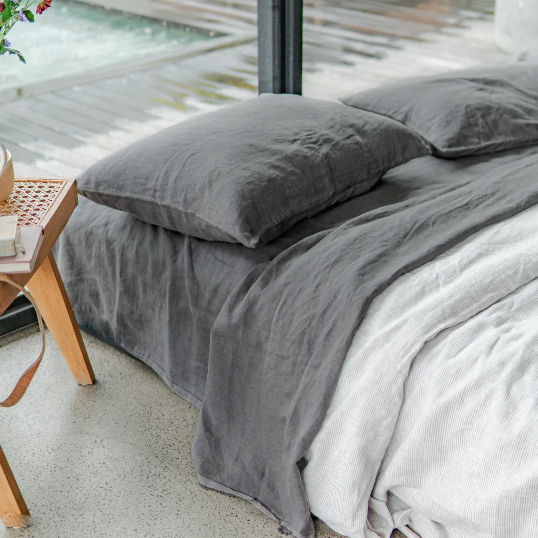 Charcoal Linen Duvet Cover