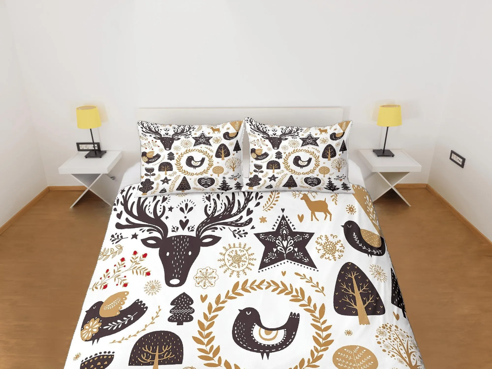 Christmas Duvet Cover Set and Christmas Pillows Reindeer Dorm Bedding Comforter Cover Christmas Gift