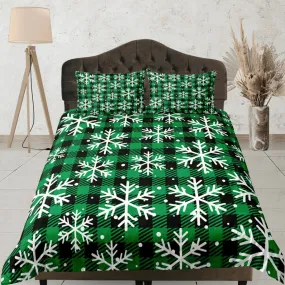 Christmas Gift Green Duvet Cover Pillowcase Bedspread Holiday Gift Bedding Set