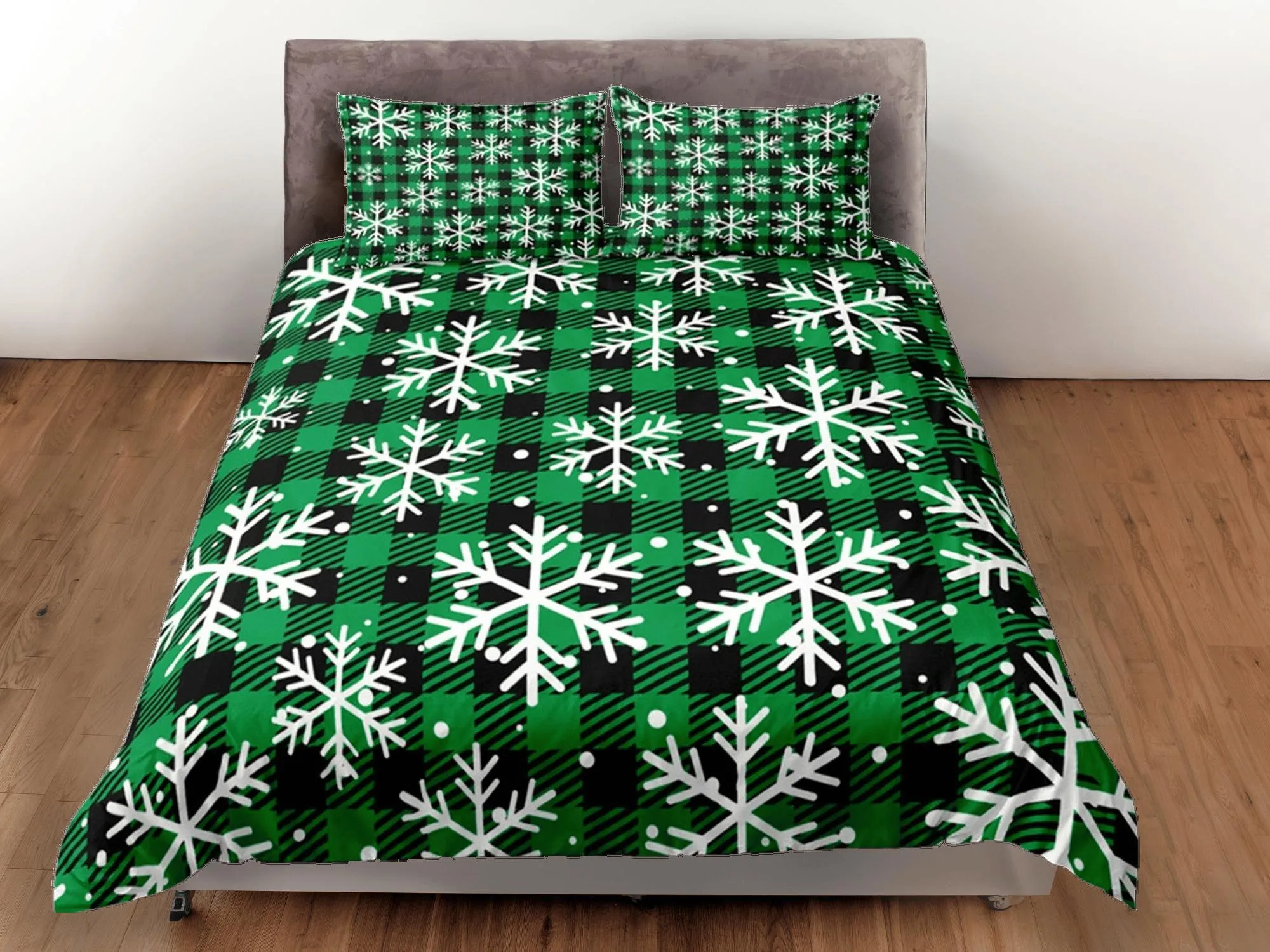 Christmas Gift Green Duvet Cover Pillowcase Bedspread Holiday Gift Bedding Set