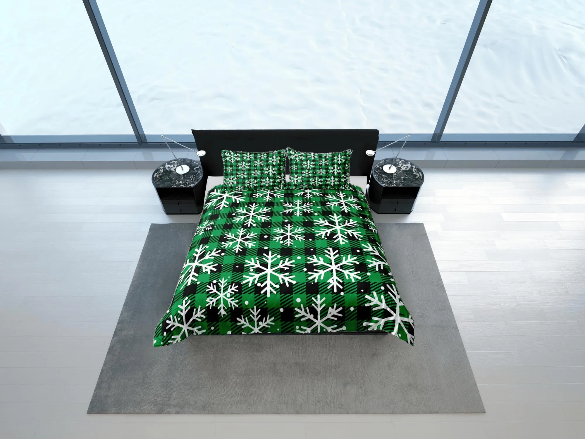 Christmas Gift Green Duvet Cover Pillowcase Bedspread Holiday Gift Bedding Set