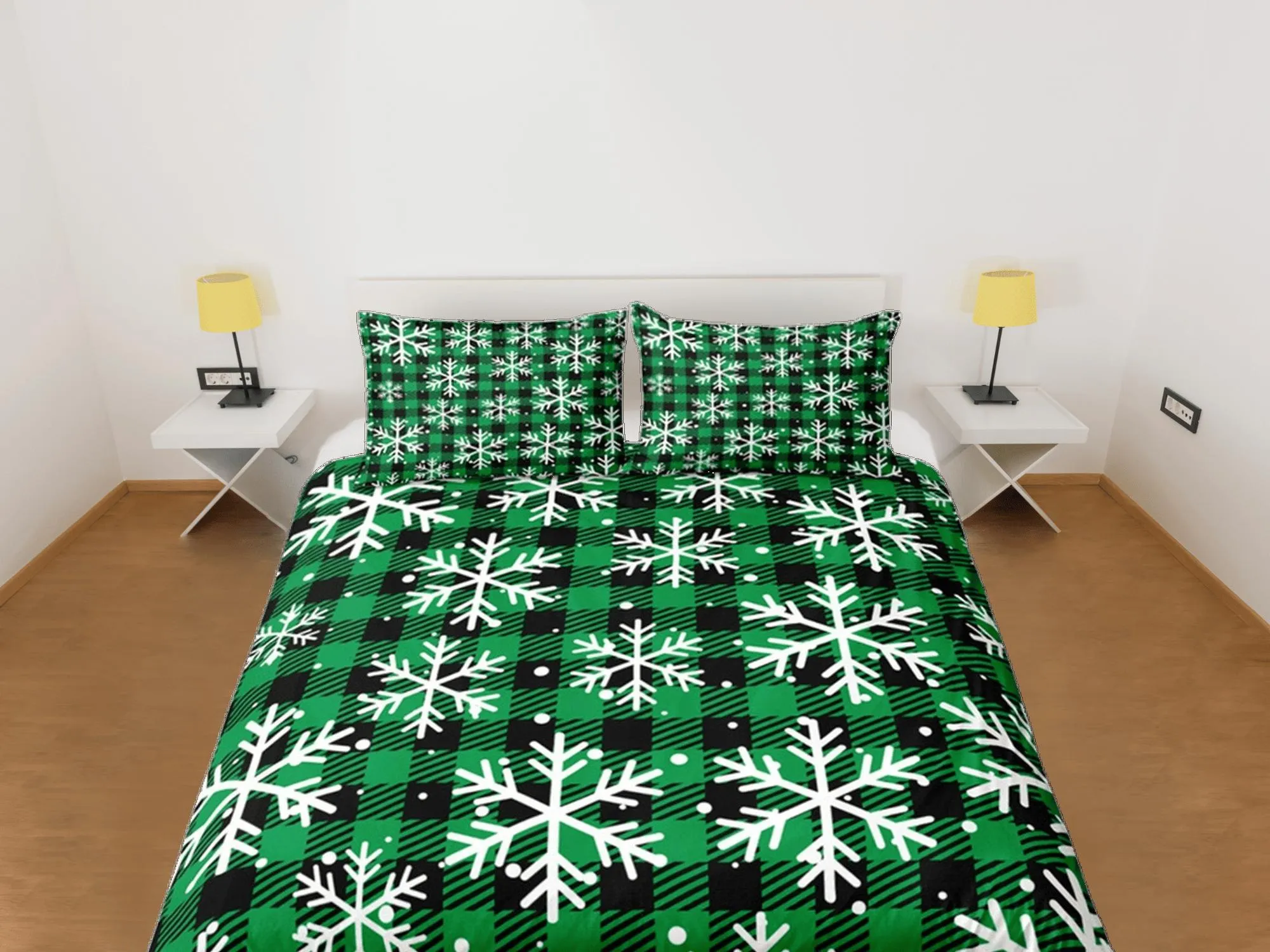 Christmas Gift Green Duvet Cover Pillowcase Bedspread Holiday Gift Bedding Set