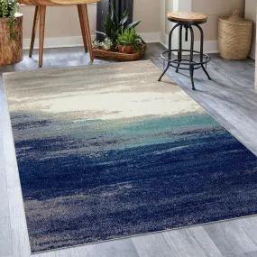 Coastal 8432 Abstract Blue Area Rug