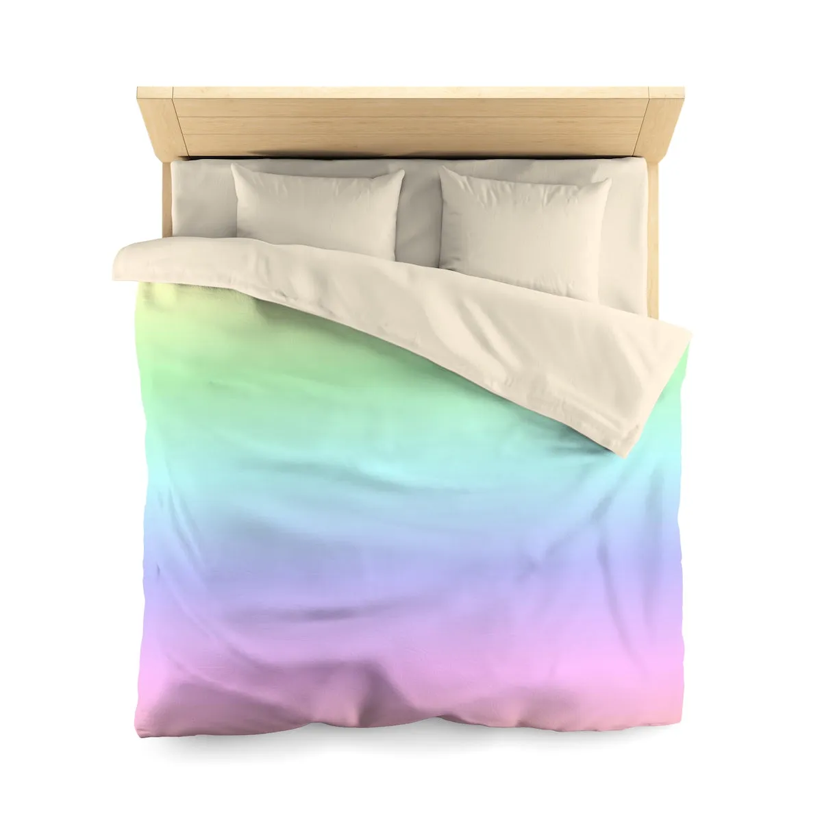 Colorful Duvet Cover, Pastel Rainbow Pink Purple Ombre Colorful Microfiber Full Queen Twin Unique Vibrant Bed Cover Home Bedding Bedroom