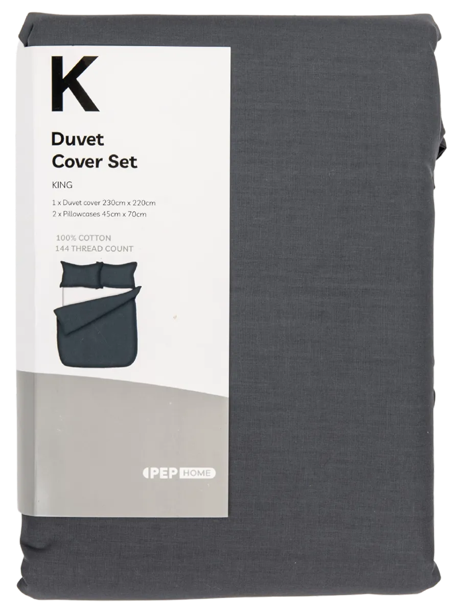 Cottton Charcoal Duvet Cover Kb