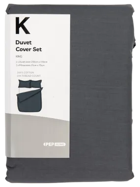 Cottton Charcoal Duvet Cover Kb