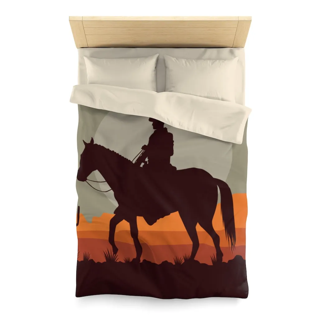 Cowboy Cowgirl Life Microfiber Duvet Cover, Western Bedding Bedroom