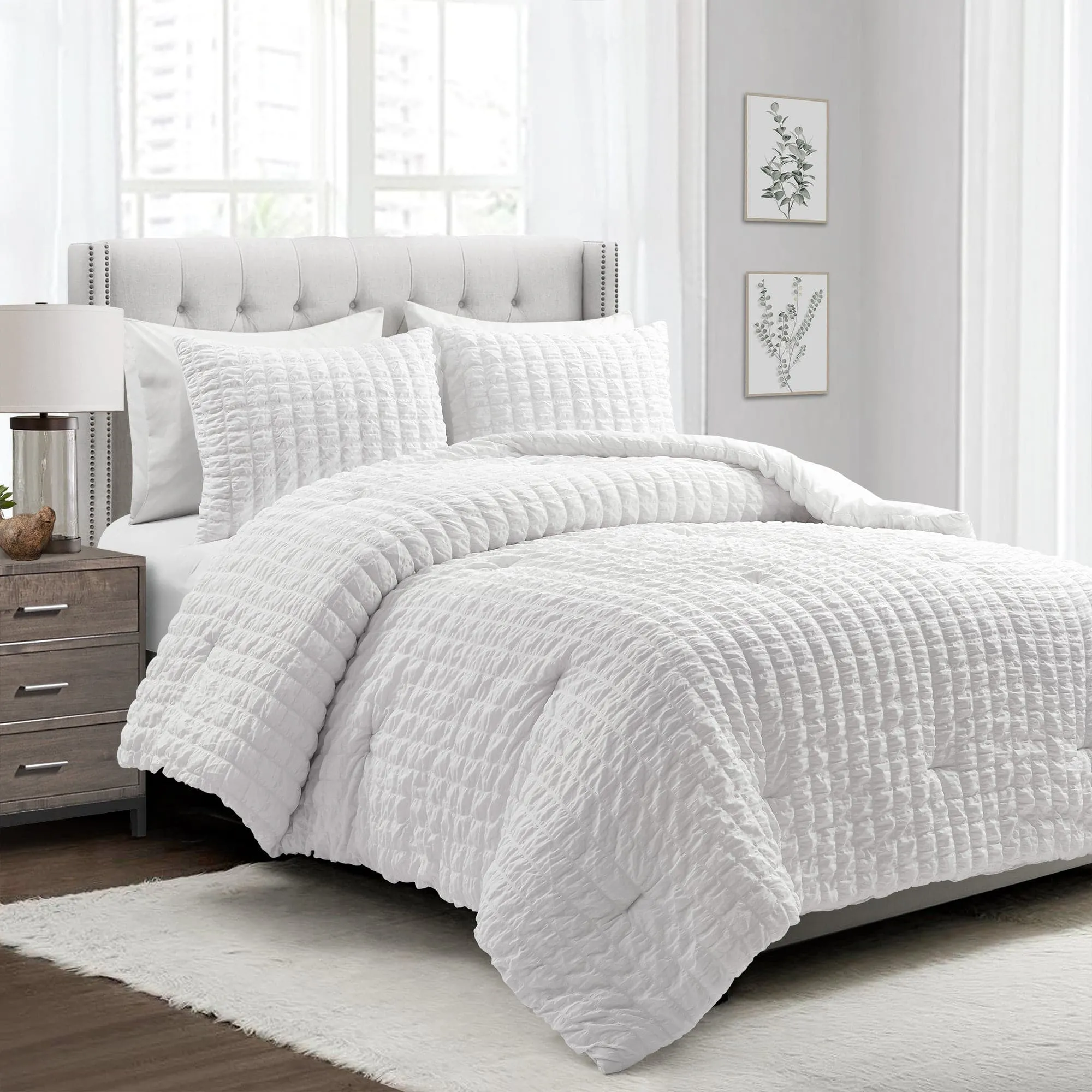 Crinkle Textured Dobby Comforter Set