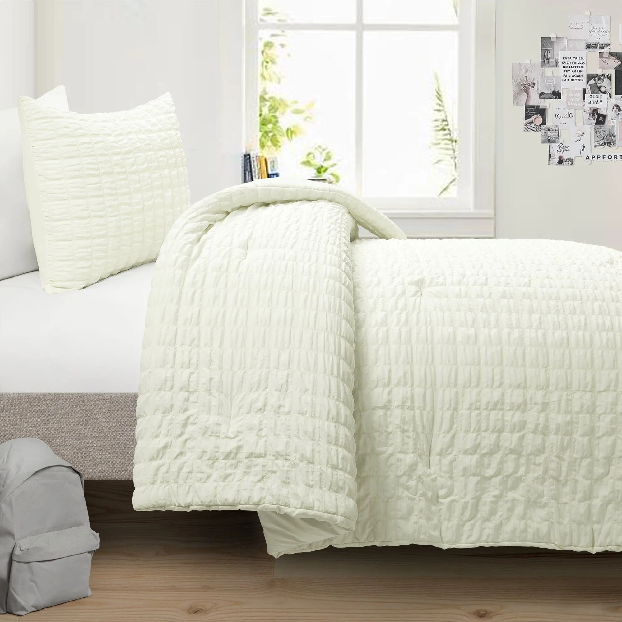 Crinkle Textured Dobby Comforter Set