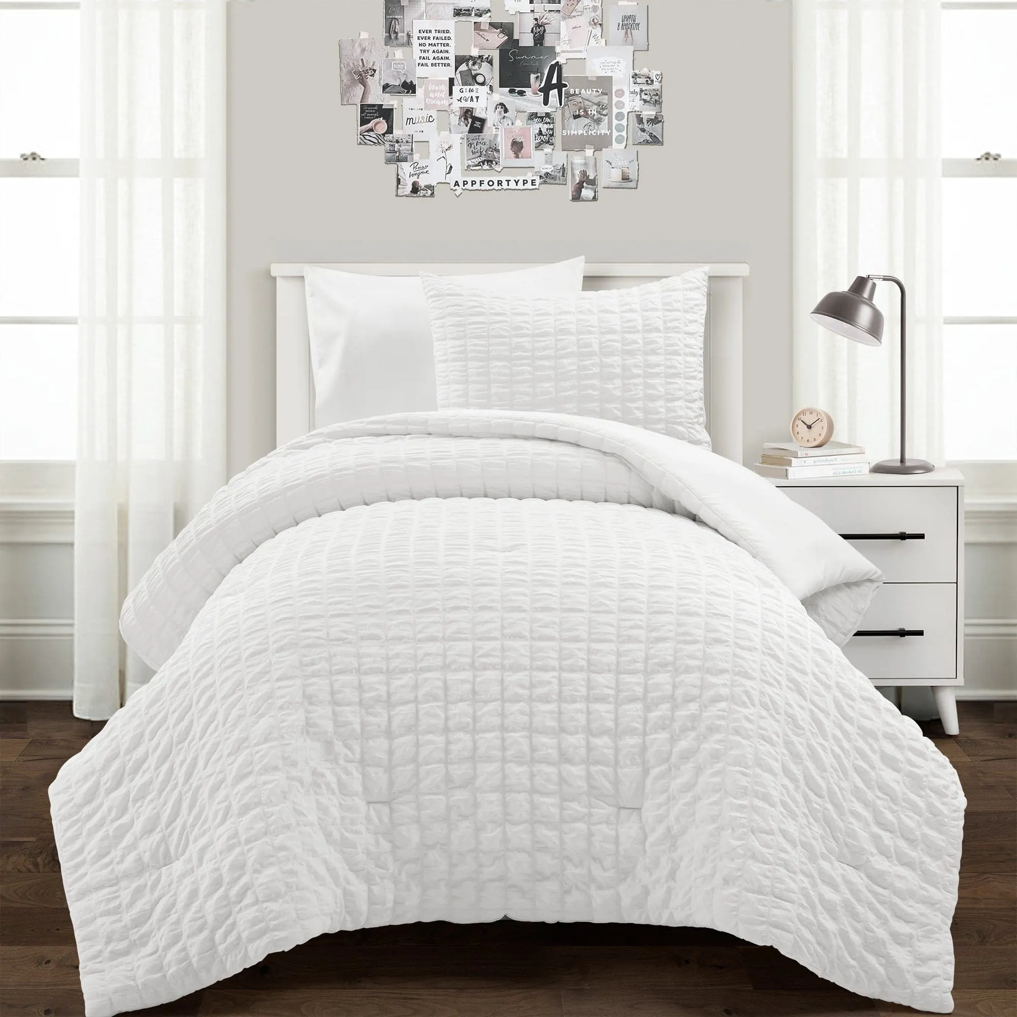 Crinkle Textured Dobby Comforter Set