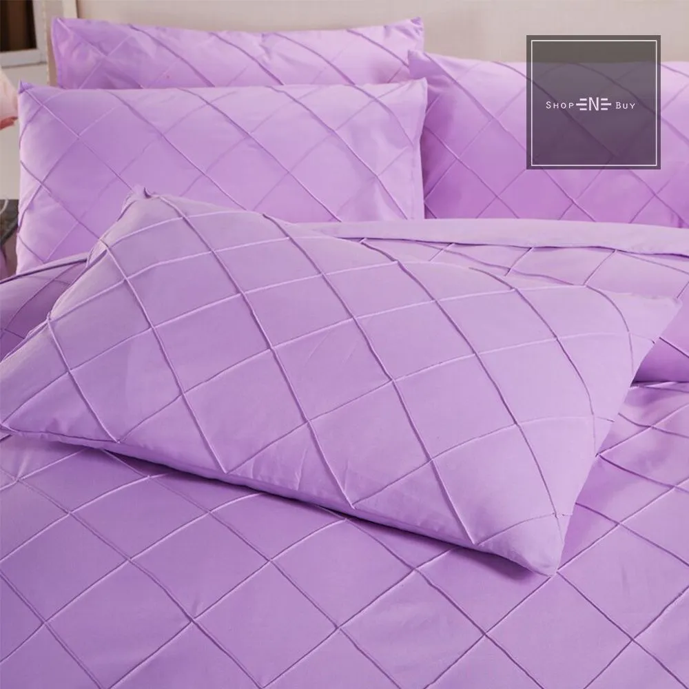 Cross Pleated Duvet Set Light Purple