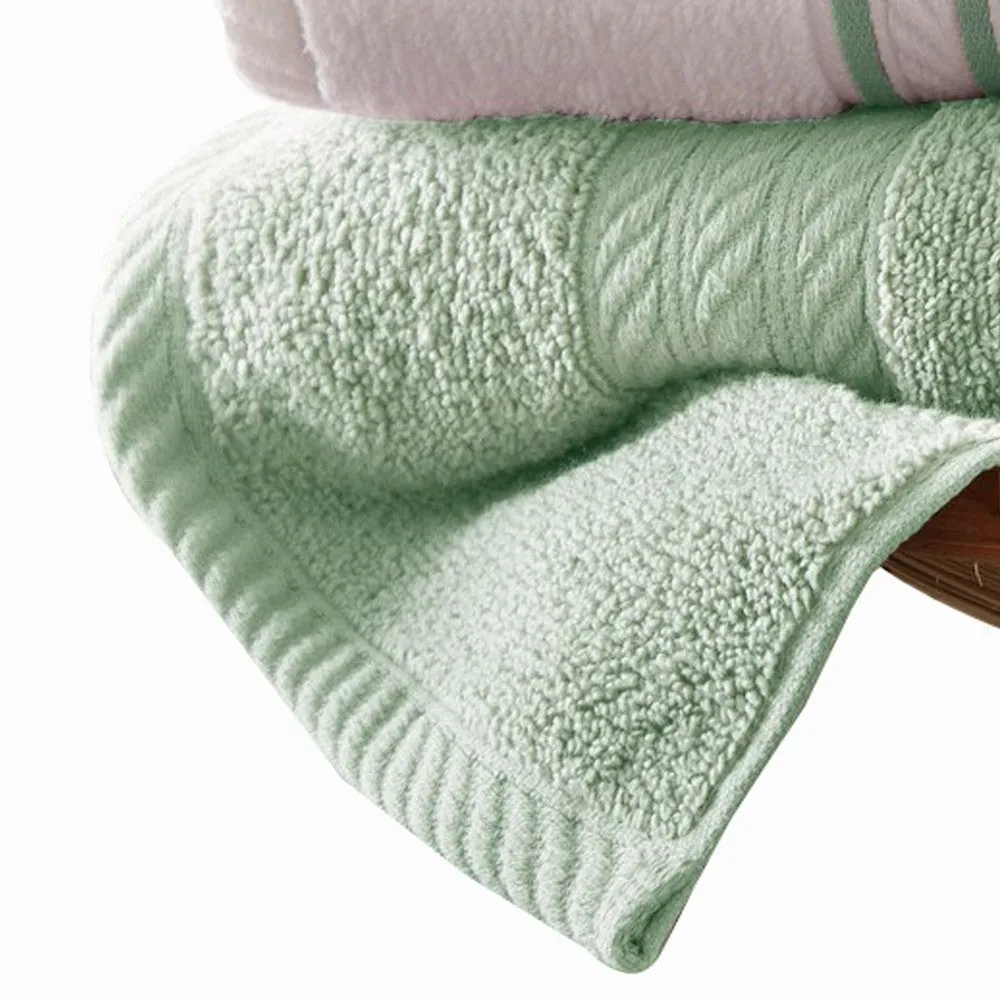 Dana 6 Piece Soft Egyptian Cotton Towel Set, Striped, Sage Green, White By Casagear Home