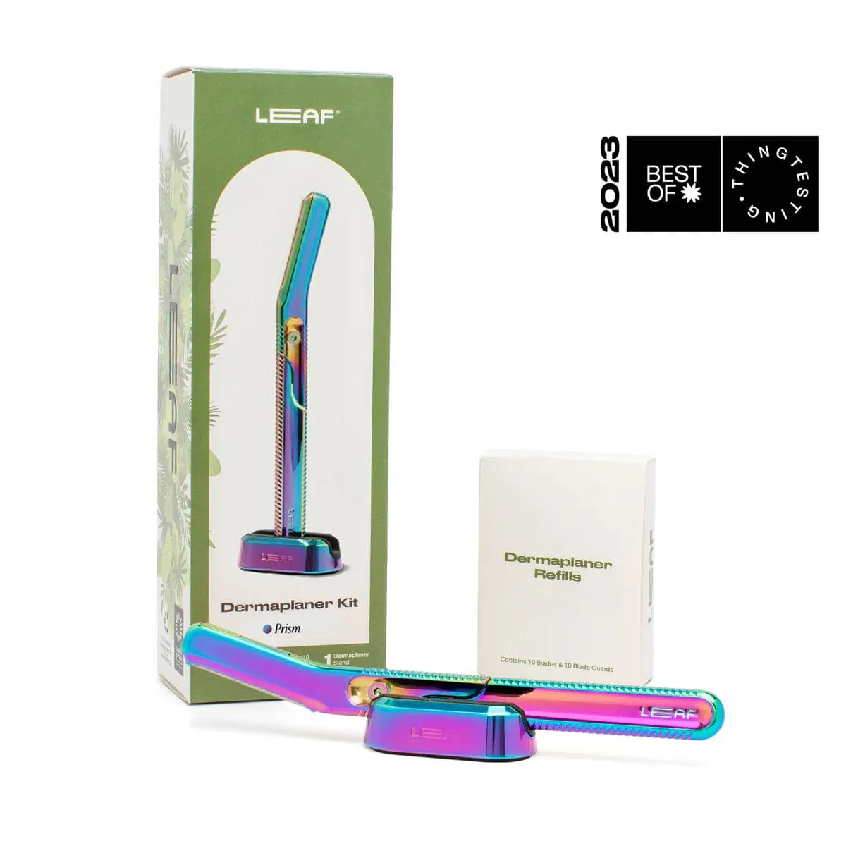 Dermaplaner Stand - Leaf Facial Razor, All-Metal Construction, Multiple Colors