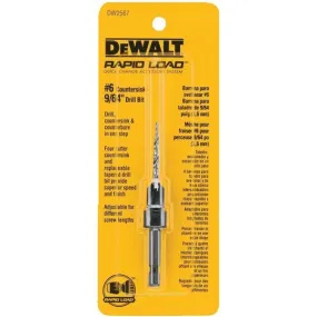 DeWALT DW2567 Drill Bit, 9/64 in Dia, 3 in OAL, Countersink, Spiral Flute, 4-Flute, 1/4 in Dia Shank, Hex Shank