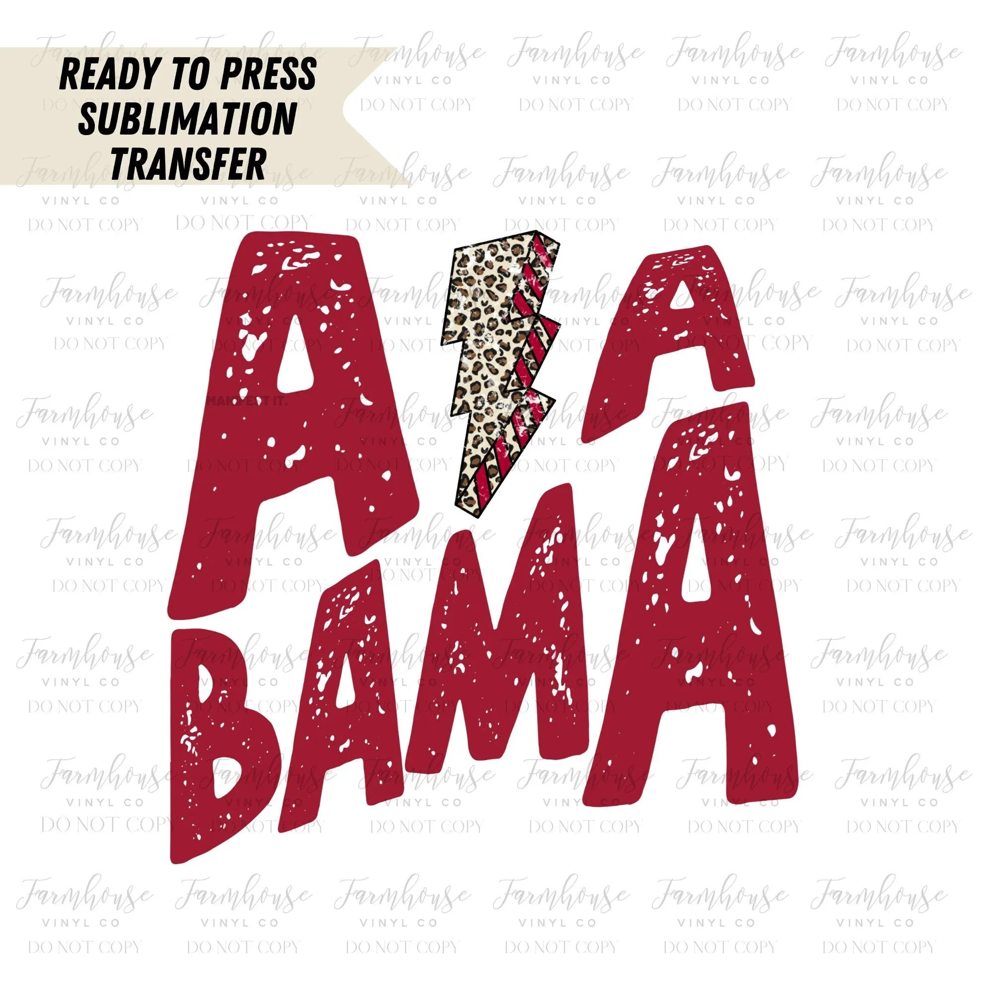 Distressed Alabama State Leopard Bolt Ready To Press Sublimation Transfer