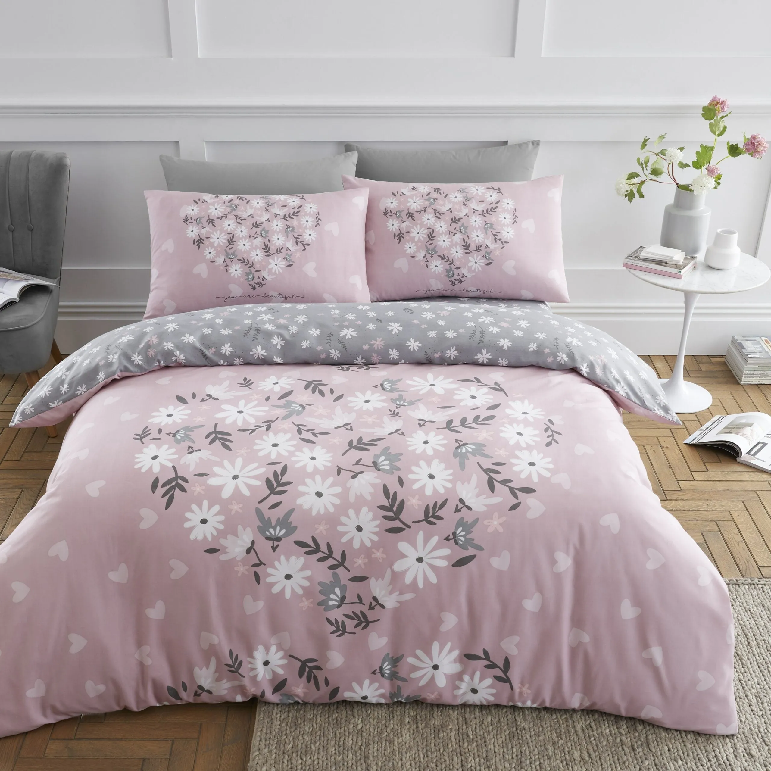 Ditsy Heart Printed Duvet Cover