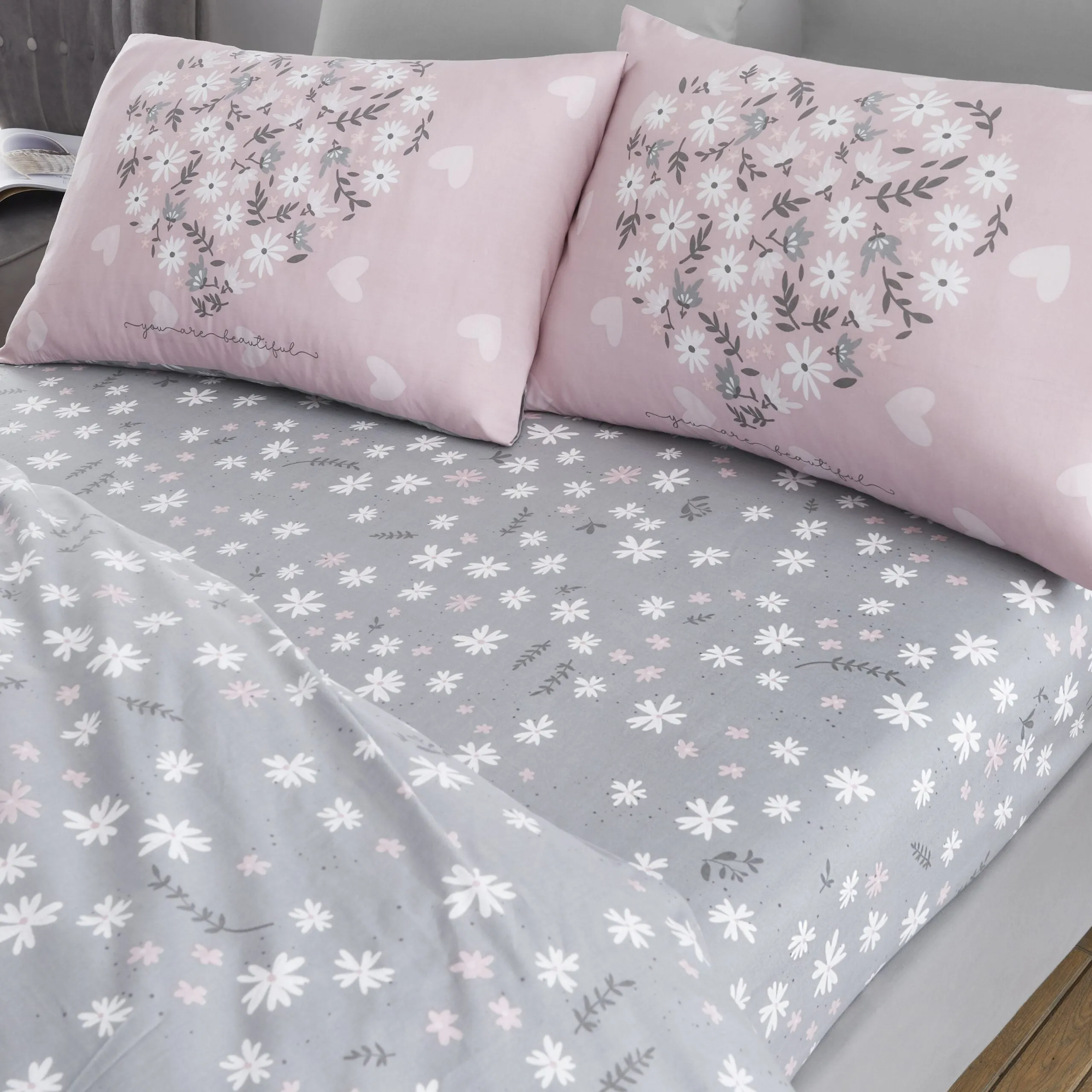 Ditsy Heart Printed Duvet Cover