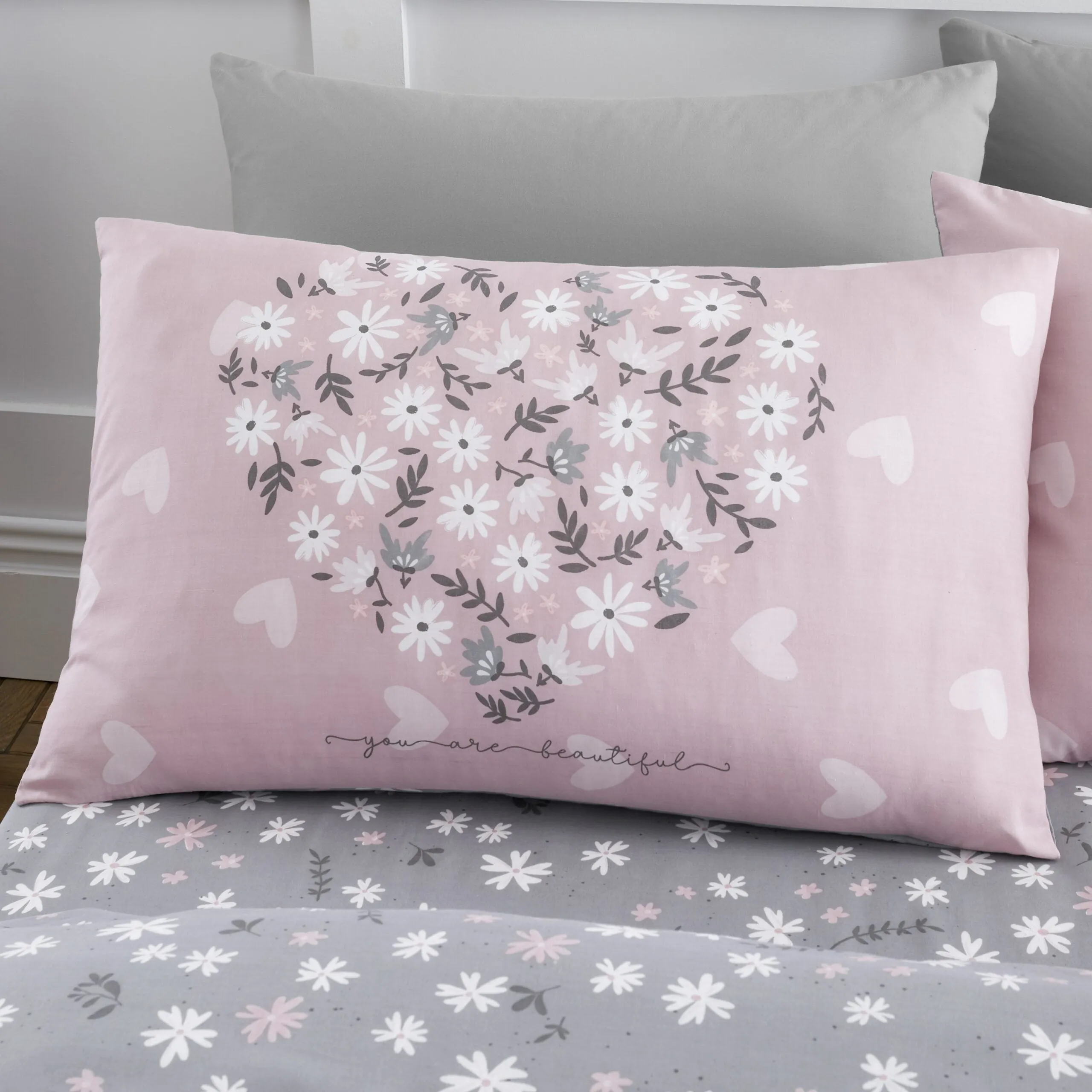 Ditsy Heart Printed Duvet Cover