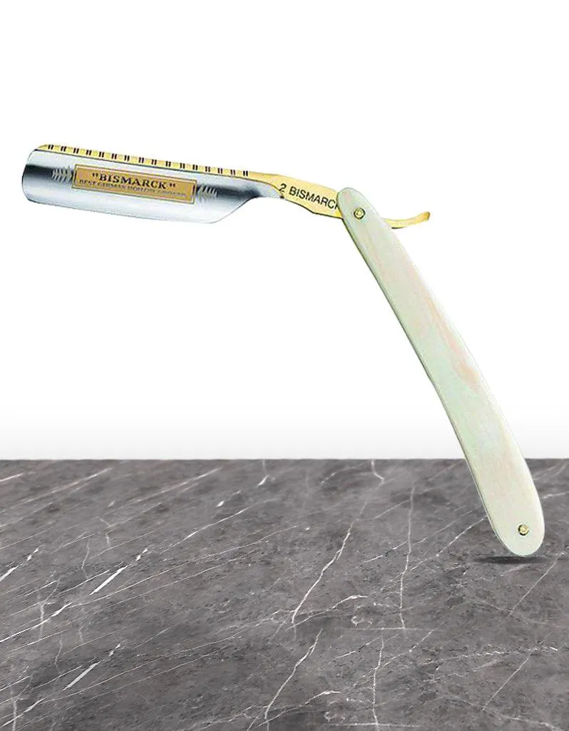 Dovo - Bismarck® Perla Straight Razor, Acrylic Pearl Handle, Round Point, 6/8"