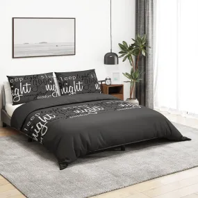 Duvet Cover Set Black 155x220 cm Cotton