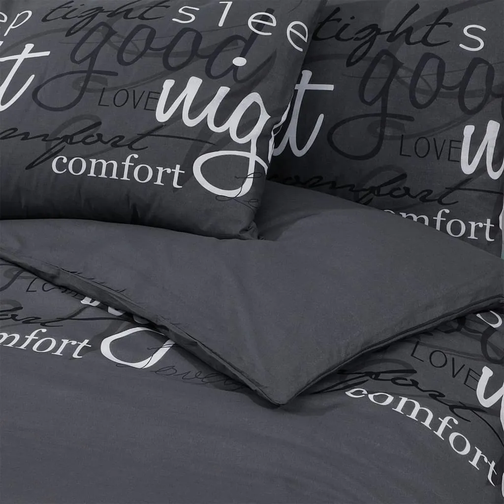 Duvet Cover Set Black 155x220 cm Cotton