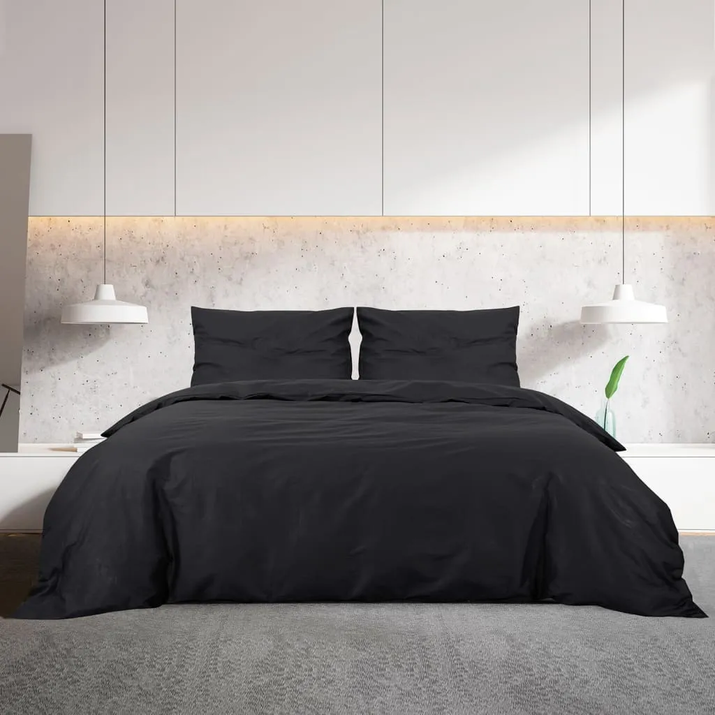 Duvet Cover Set Black 200x200 cm Light-weight Microfiber