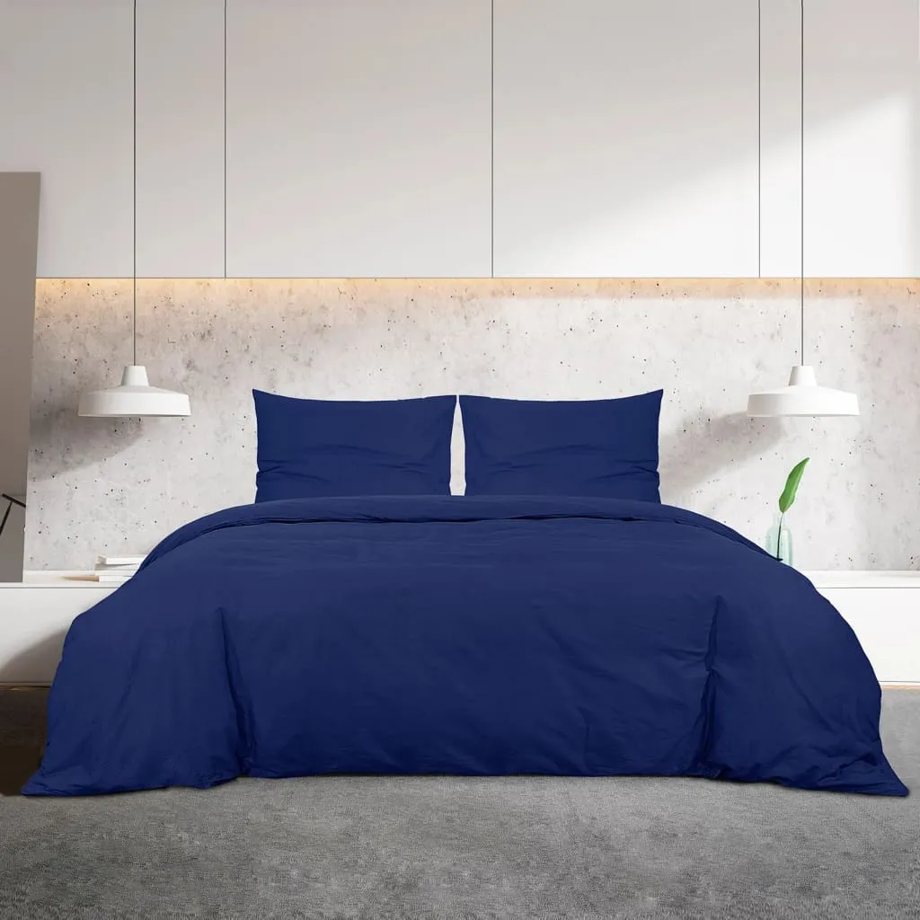 Duvet Cover Set Navy Blue 260x220 cm Light-weight Microfiber