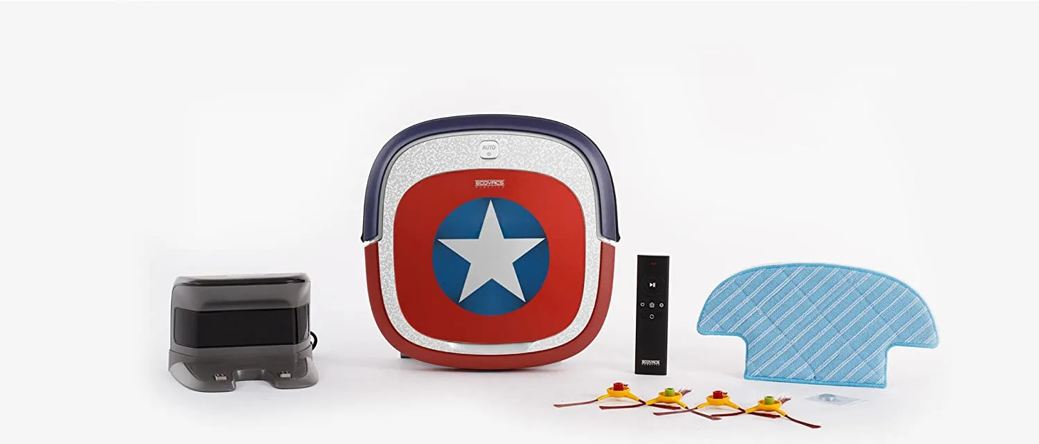 ECOVACS Robotics Deebot Slim Marvel Edition - Ultra-Flat Vacuum Cleaner with Direct Suction - Captain America