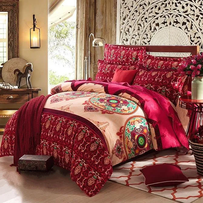 European Vintage Style Cotton Luxury 4-Piece Duvet Cover Sets