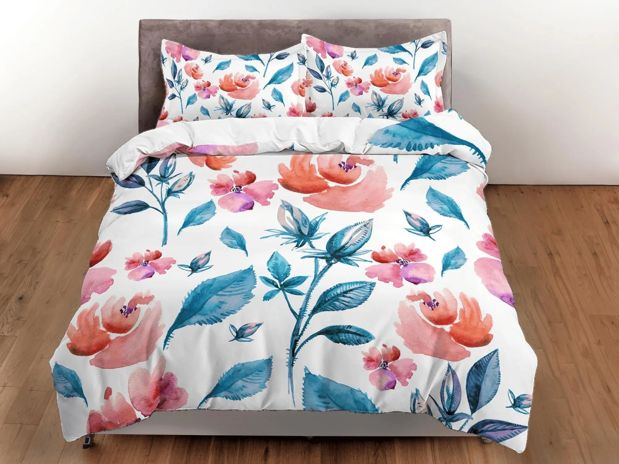 Floral painting style duvet cover colorful bedding, teen girl bedroom, baby girl crib bedding boho maximalist bedspread aesthetic bedding