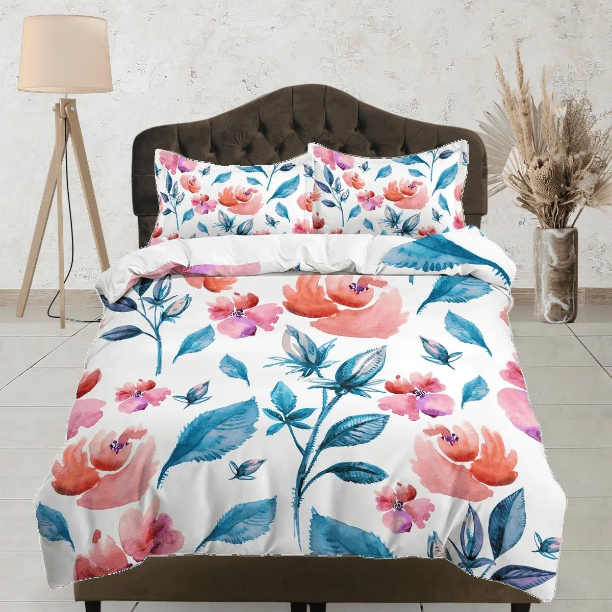 Floral painting style duvet cover colorful bedding, teen girl bedroom, baby girl crib bedding boho maximalist bedspread aesthetic bedding