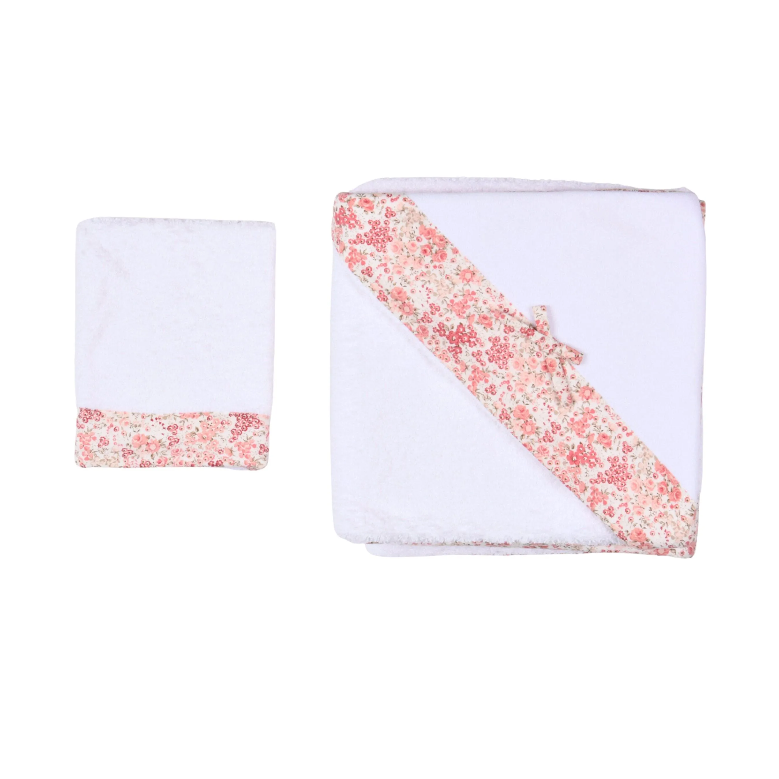 FLOWER | Girls White Cotton Hooded Towel