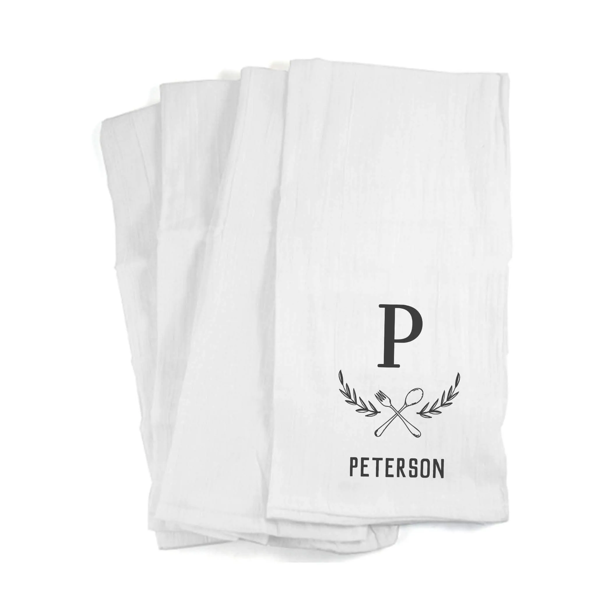 Fork and Spoon Kitchen Towel Personalized - Name and Initial