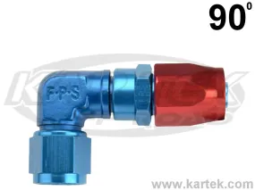 Fragola AN -8 Red And Blue Anodized Series 3000 Cutter Style 90 Degree Low Profile Hose Ends