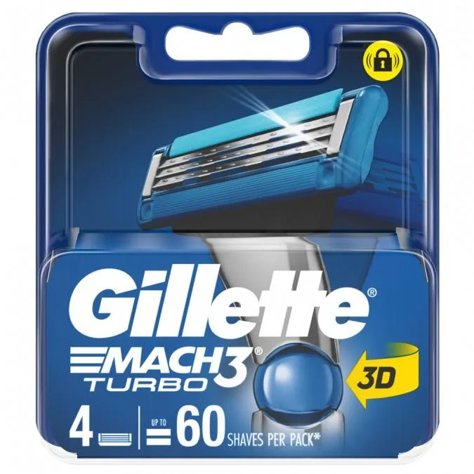 Gillette Mach3 Turbo Replacement Cartridges 4 Pack