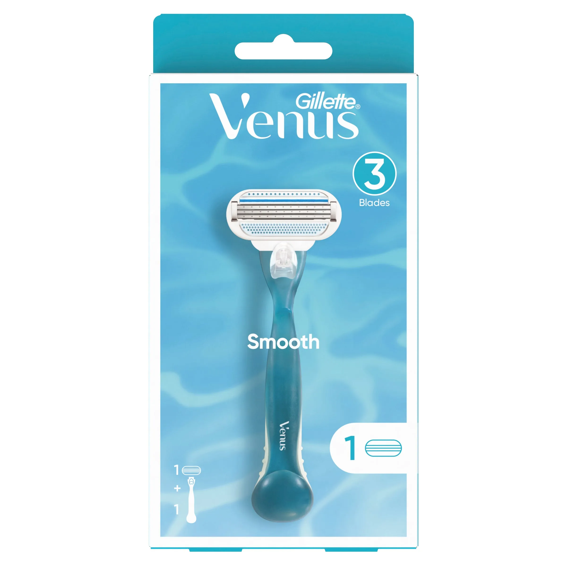 Gillette Venus Smooth Women's Razor 1 Handle   1 Blade Refills