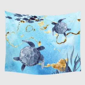 Golden Sea Turtle Bay Tapestry