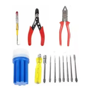 Hand Tool Kit - Combination Plier with Joint Cutter   Line Tester Screw Driver   Wire Cutter and Stripper   Screw Driver Set With Line Tester and 8 bits-bt46