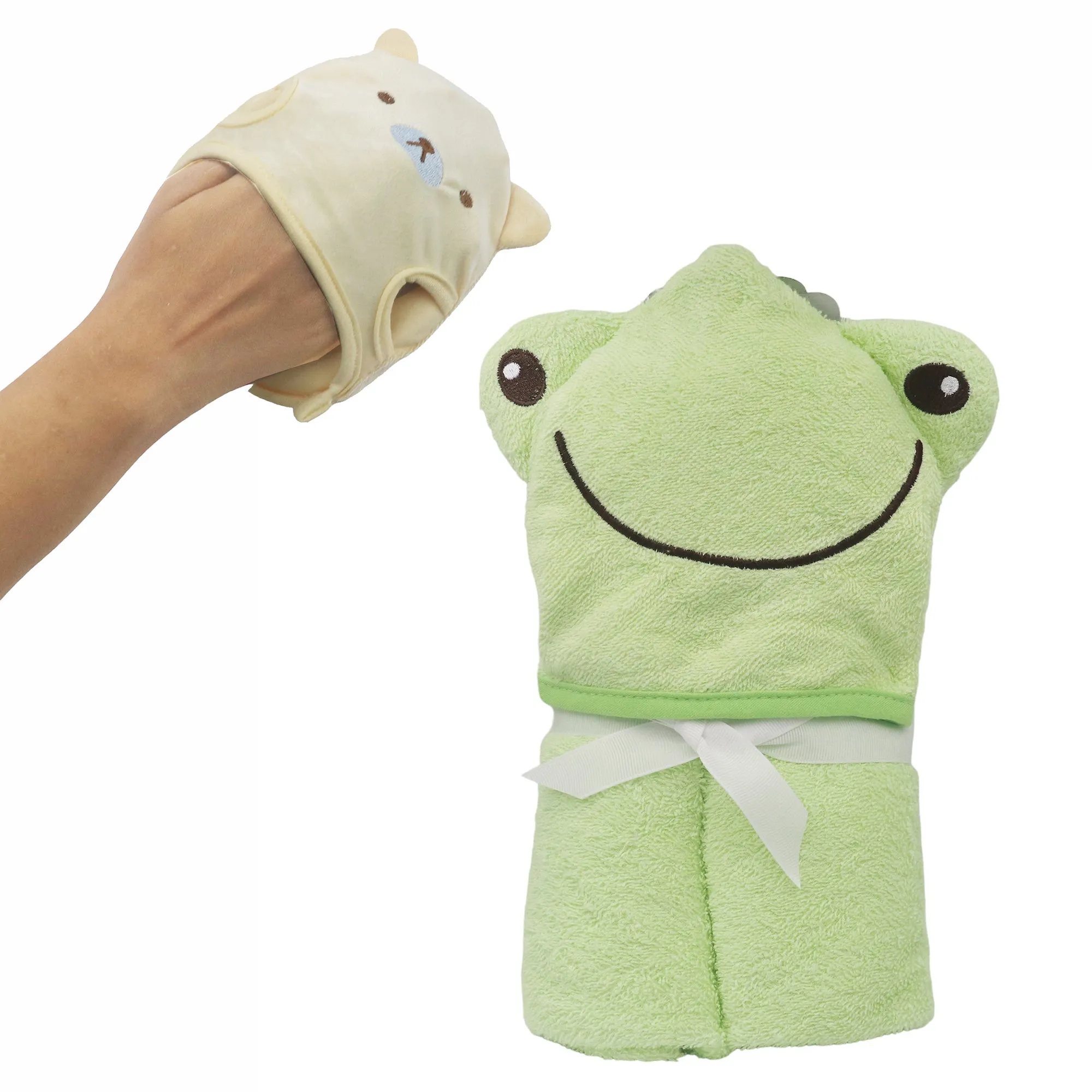 Happy Frog Cotton Hooded Baby Bath Towel