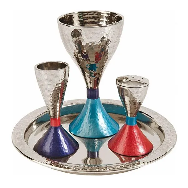 Havdallah Set - Nickel - Hammer Work - Multicolor