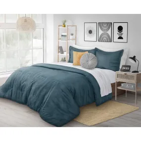 Heathered Flannel Comforter Set – Teal