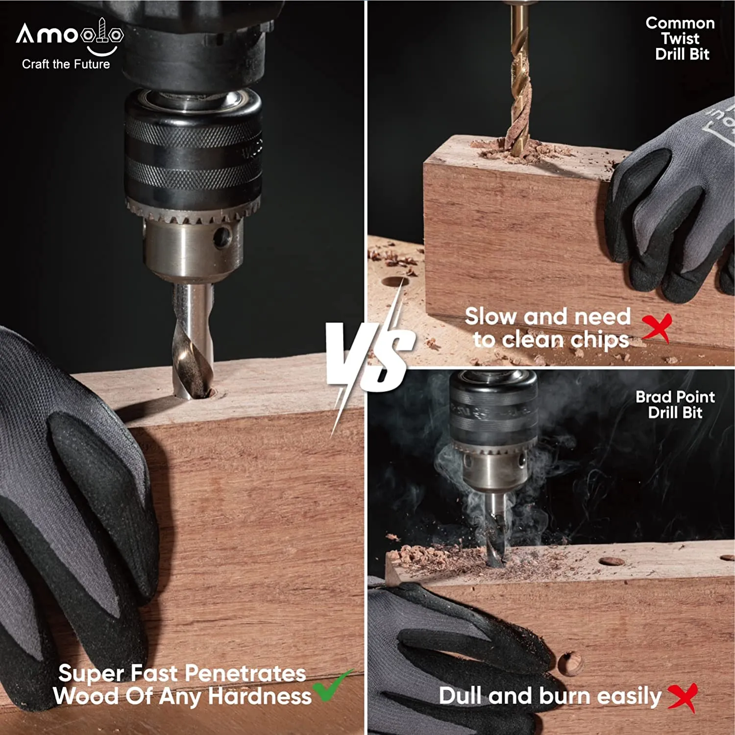 High-speed Parabolic Flute Wood Drill Bits