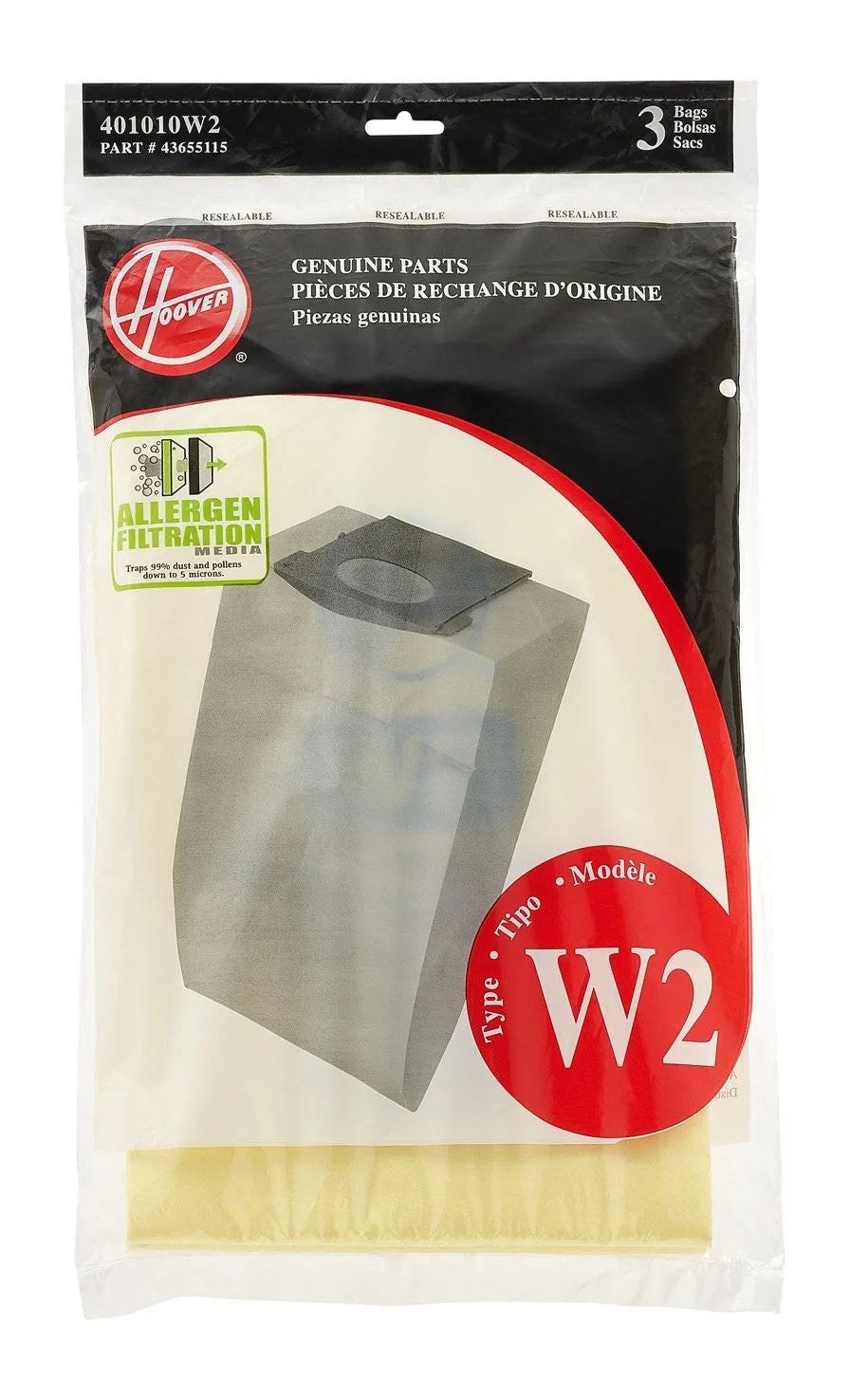 Hoover Type W2 Allergen (3 pack) Part # 401010W2