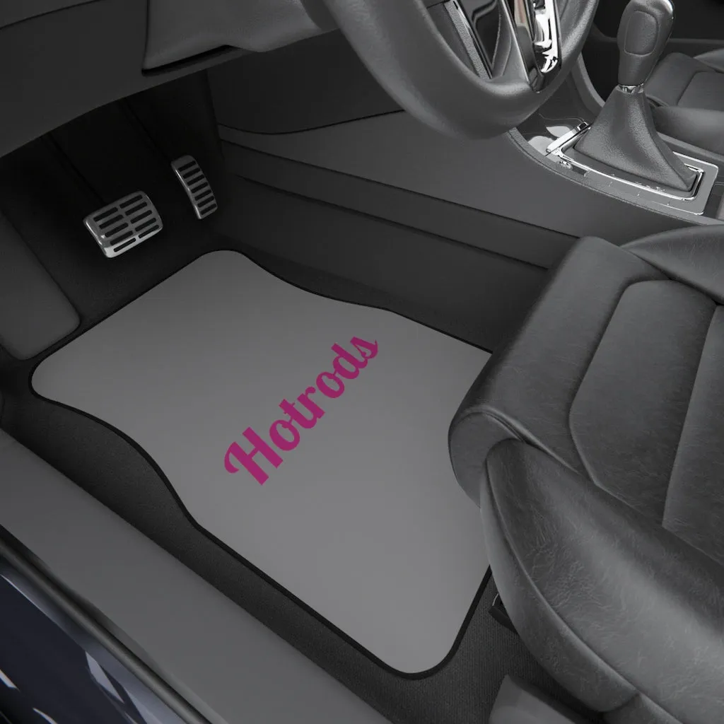 Hotrods Car Mats (Set of 4) - Grey w/Pink print