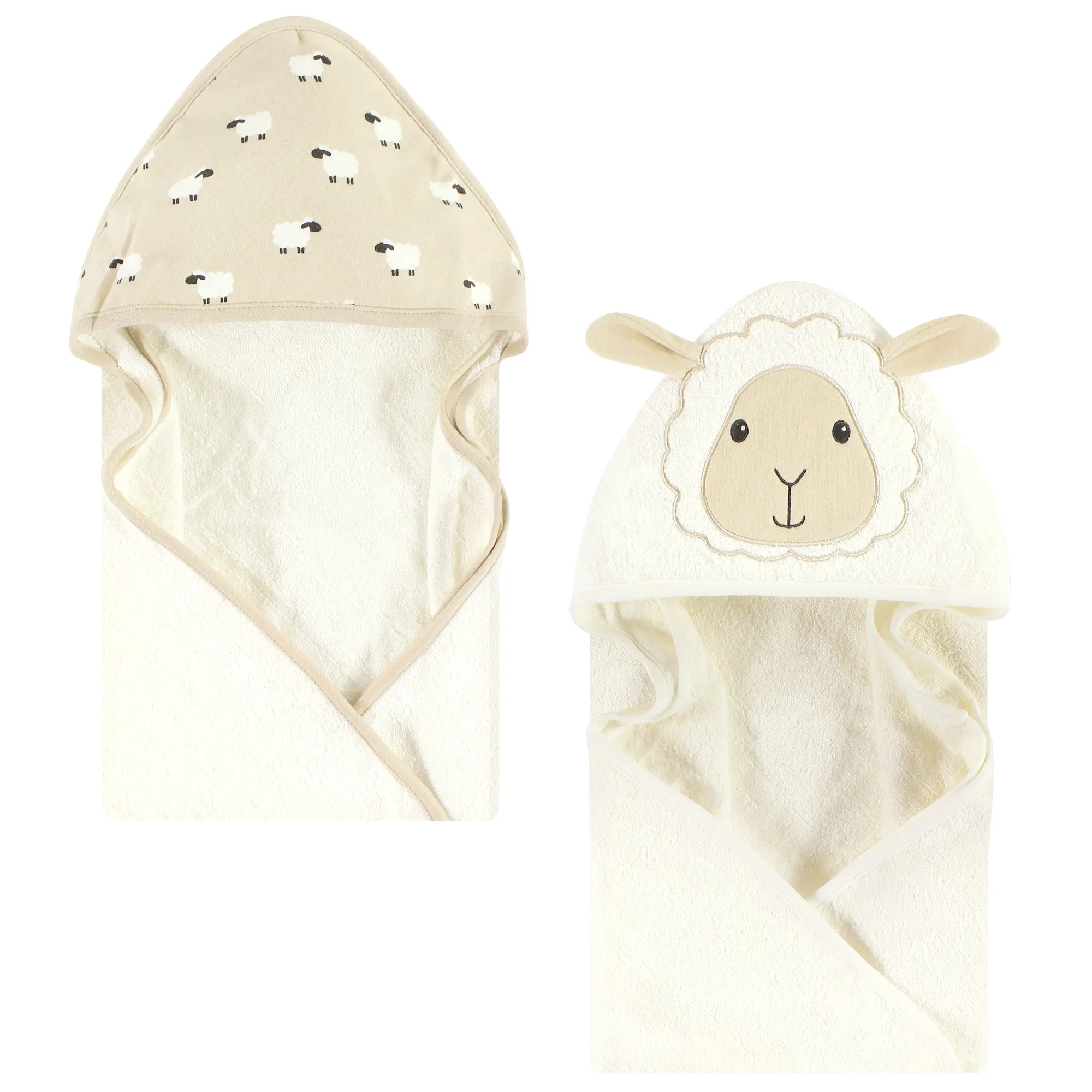 Hudson Baby Cotton Animal Face Hooded Towel, Sheep