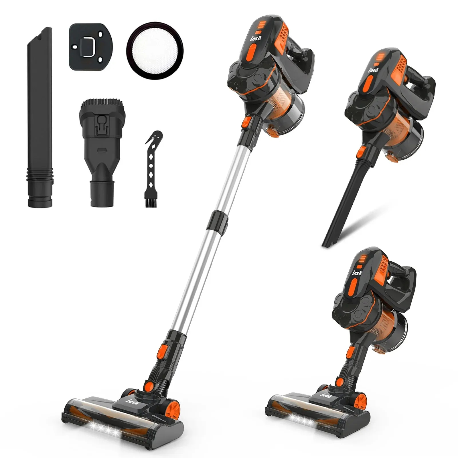 INSE Cordless Vacuum Cleaner, 20KPa Stick Vacuum up to 40min Runtime, 6-in-1 Cordless Stick Vacuum for Household Cleaning