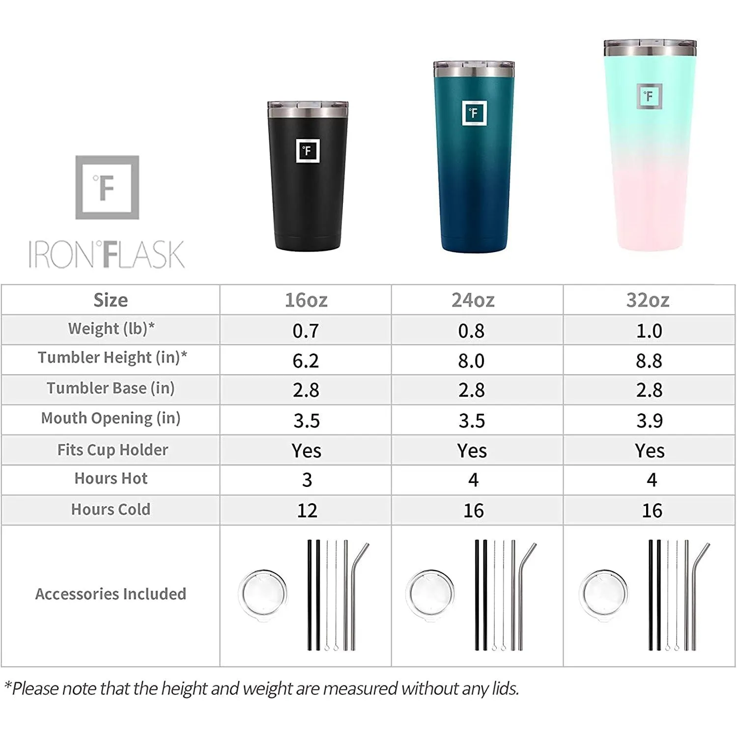 IRON FLASK Vacuum Insulated Stainless Steel Tumbler with Straws, Marble, 32 Ounces