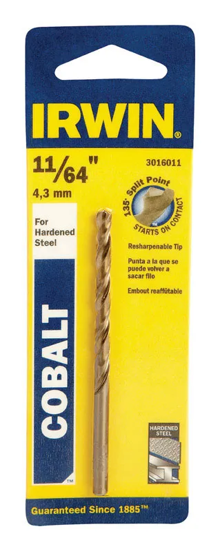 Irwin 11/64 in. X 3-1/4 in. L Cobalt Alloy Steel Drill Bit Straight Shank 1 pc