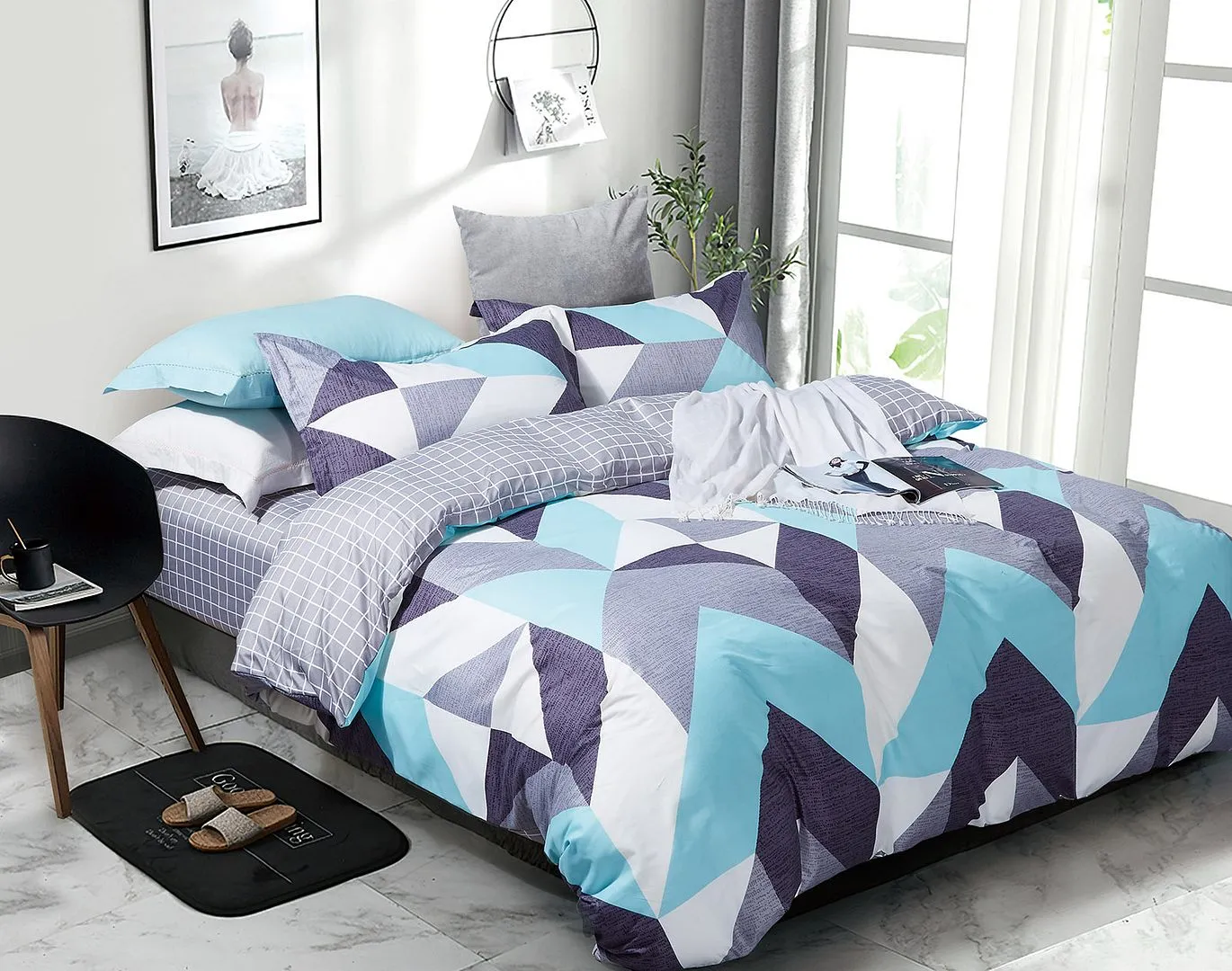 Kian Super King Size Duvet Doona Quilt Cover Set