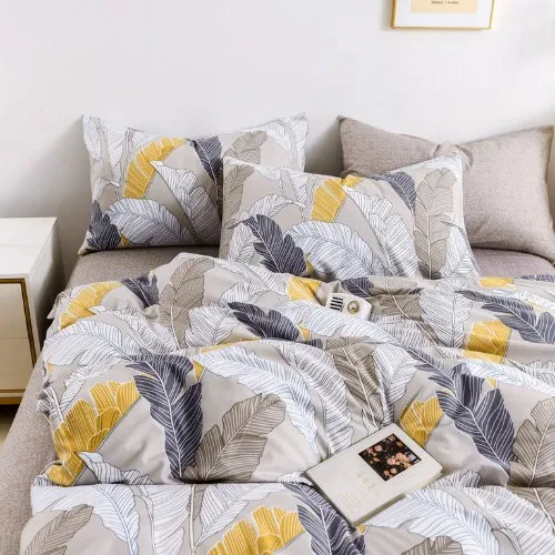 King size 6 pieces Bedding Set without filler, Beautiful Leaves Design